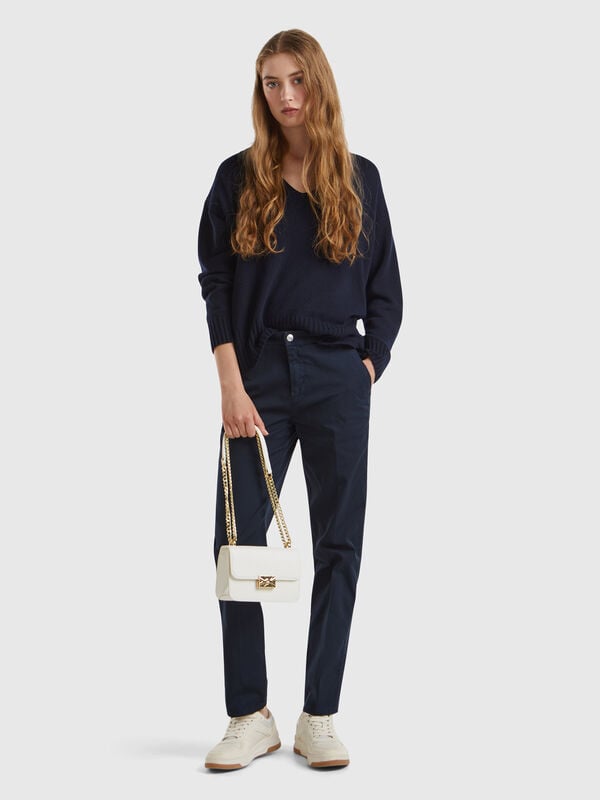 Chinos slim fit de algodón azul oscuro Mujer