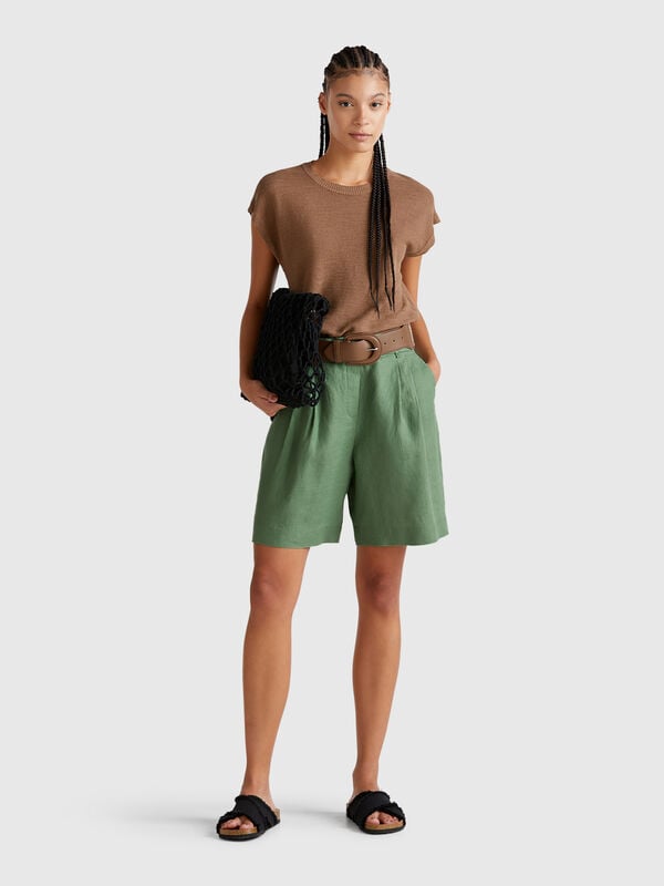 Bermudas 100% lino Mujer