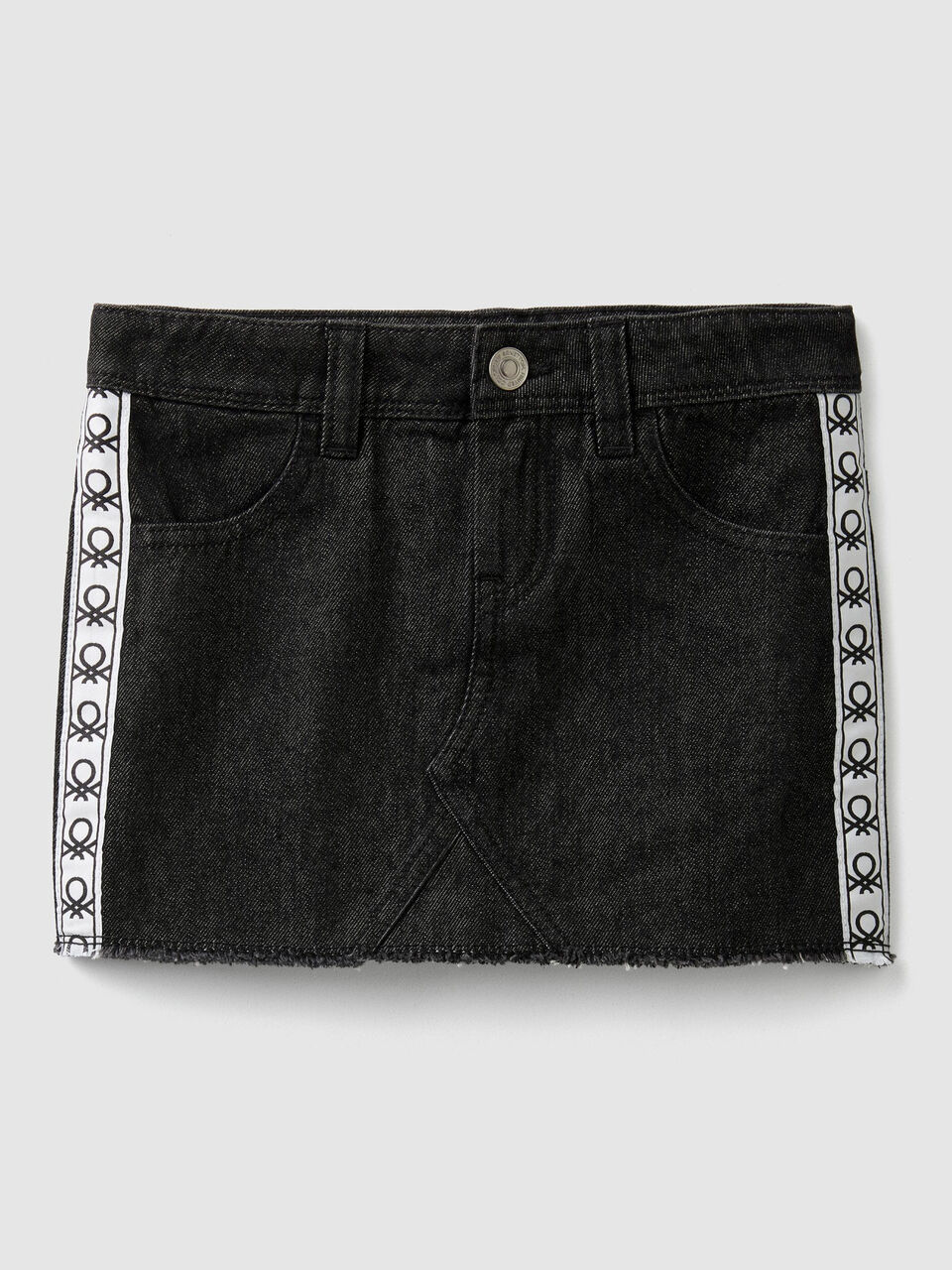 Falda de denim con bandas de rayas image number 1