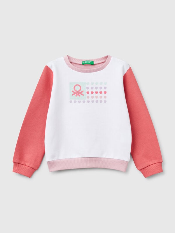 Sudadera de algodón con estampado de glitter Niña