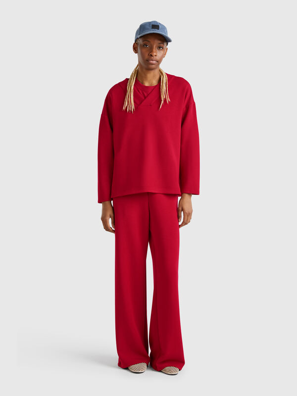 Pantalón ancho de lana Mujer