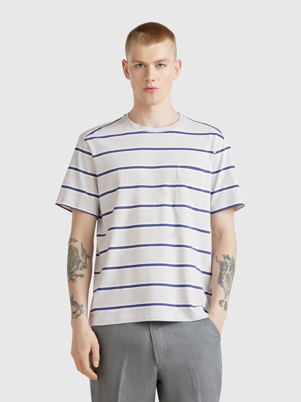 Camiseta rayas con bolsillo Hombre