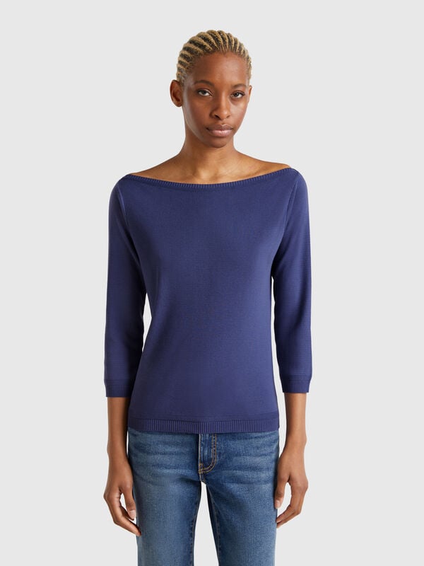 Jersey de 100 % algodón con escote barco Mujer