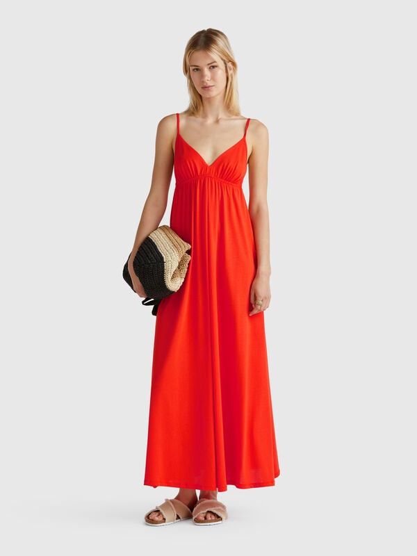 Vestido mezcla de algodón y viscosa Mujer