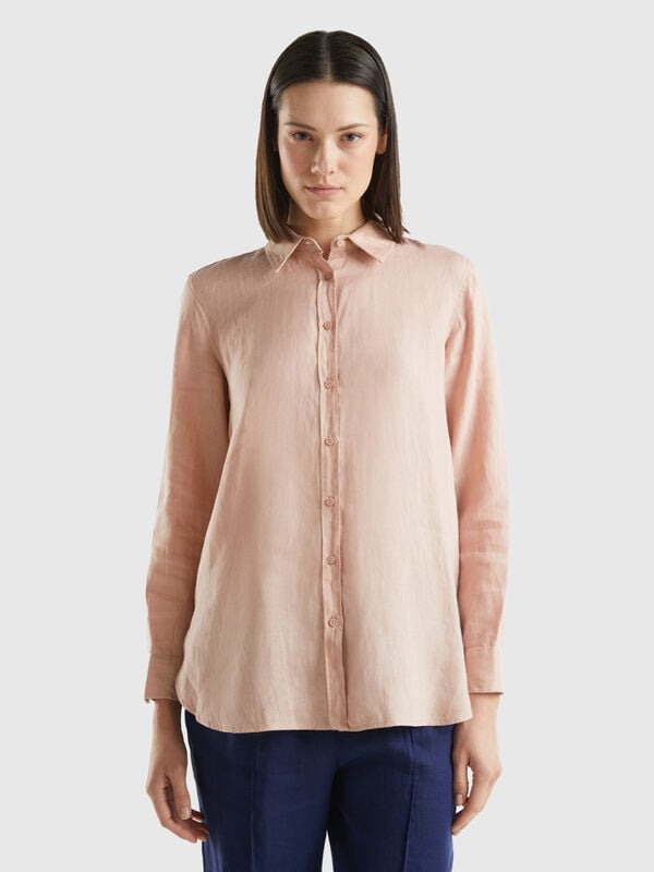 Camisa larga de 100 % lino Mujer