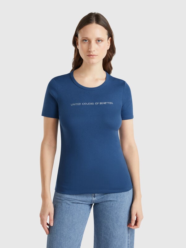 Camiseta de 100 % algodón con estampado de logotipo con glitter Mujer