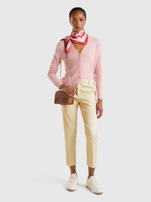 Chinos cropped de algodón elástico Mujer