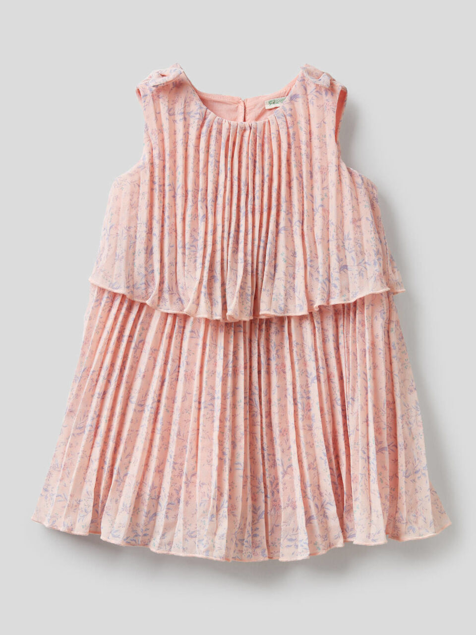 Vestido plisado con con lazos y volantes image number 1