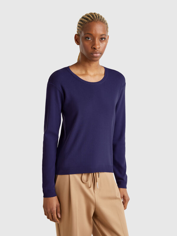 Jersey de cuello redondo de 100 % algodón Mujer