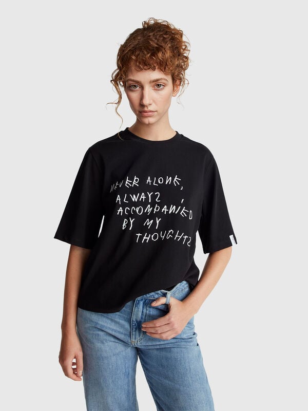 Camiseta negra con estampado Coco Capitán Mujer