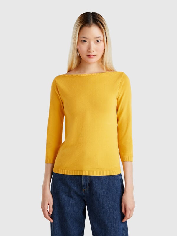 Jersey de 100 % algodón con escote barco Mujer