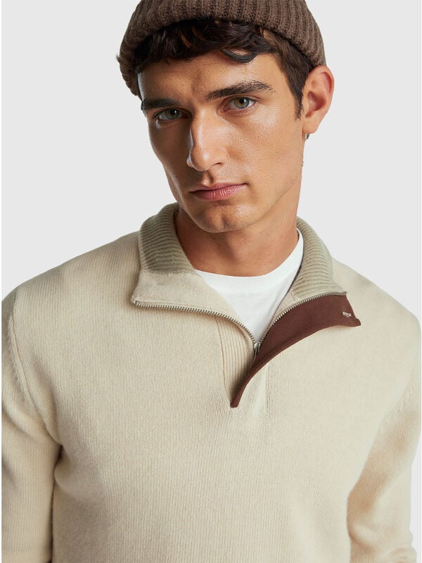 Cuello alto de mezcla de lana Hombre
