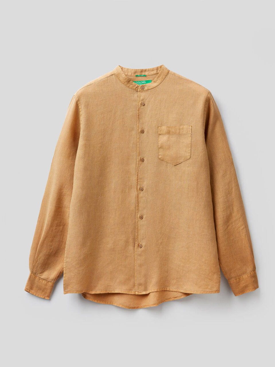 Camisa de 100% lino con cuello mao image number 1