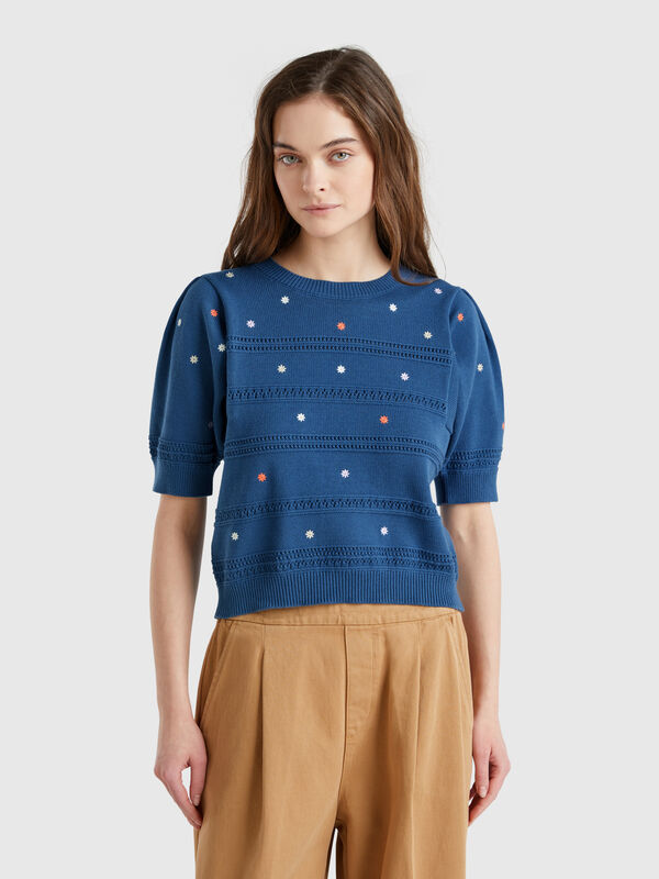 Jersey con flores bordadas Mujer