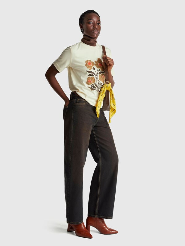 Vaqueros de cinco bolsillos y corte ancho Mujer