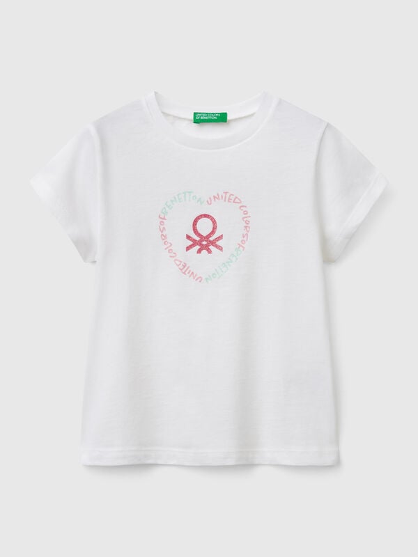 Camiseta con estampado de purpurina Niña