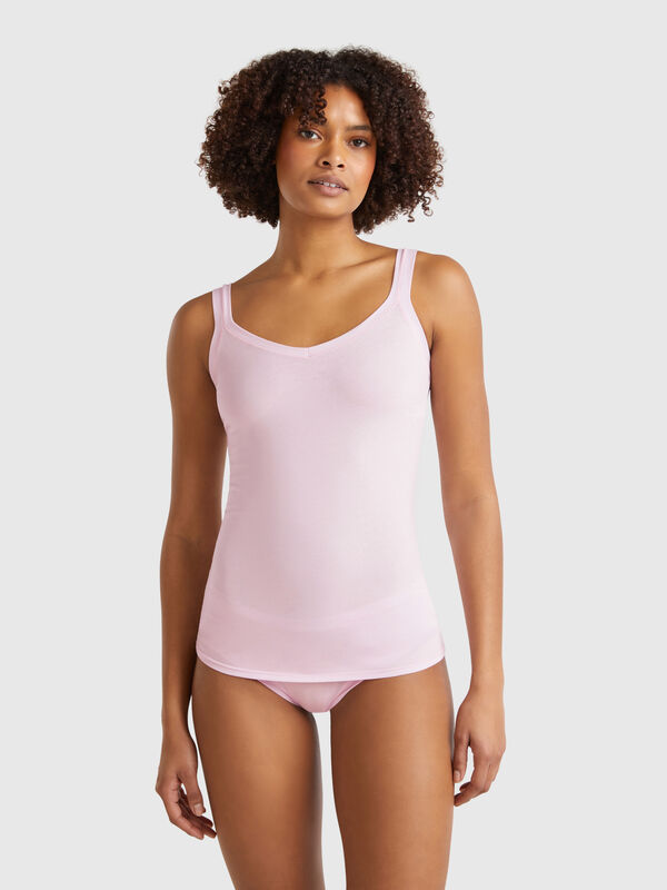 Camiseta interior de tirantes de algodón súper elástico Mujer