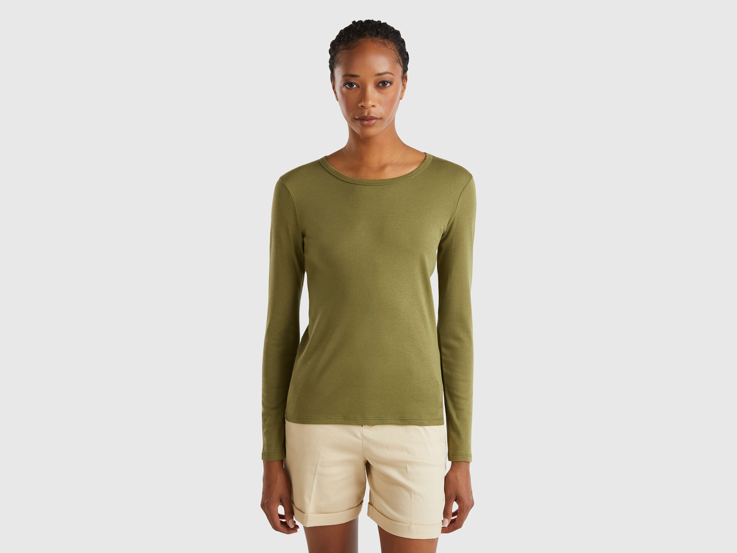 Bermudas de algodon elastico Beige Benetton