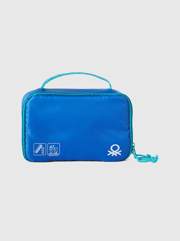 Neceser de viaje azul con gancho