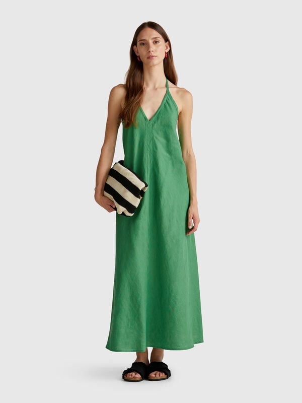 Vestido largo de puro lino Mujer