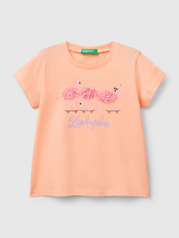 Camiseta con aplicación efecto pétalo Niña