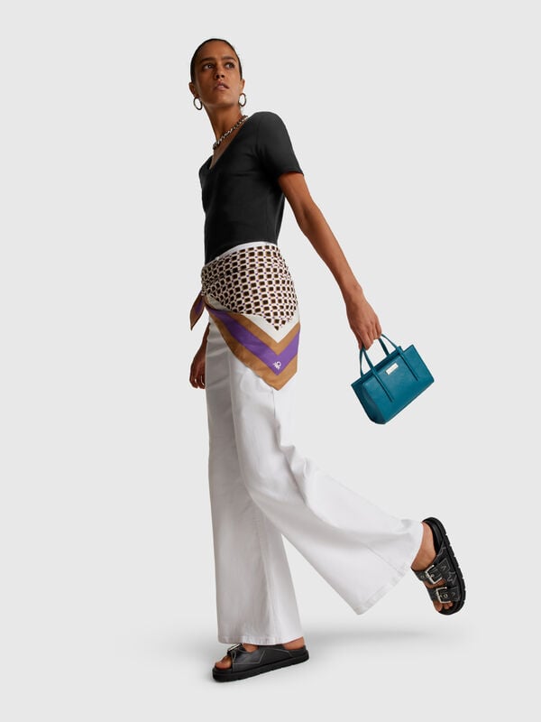 Camiseta de manga corta de algodón de fibra larga Mujer