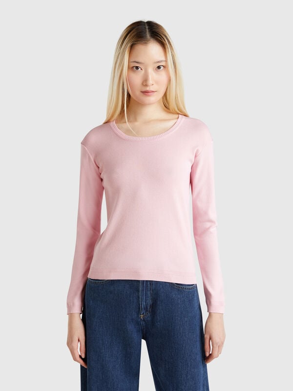 Jersey de cuello redondo de 100 % algodón Mujer