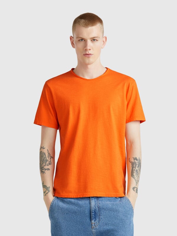 Camiseta ámbar de algodón flameado Hombre