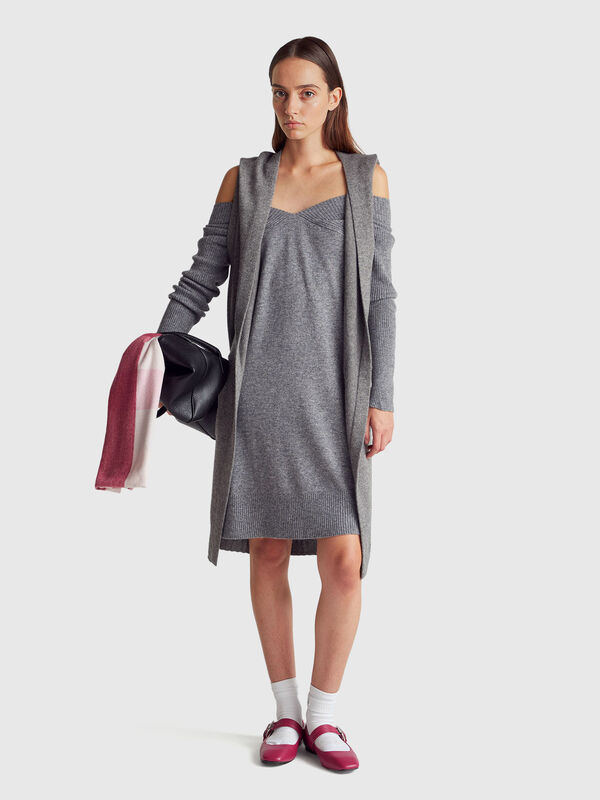 Vestido midi de mezcla de lana Mujer