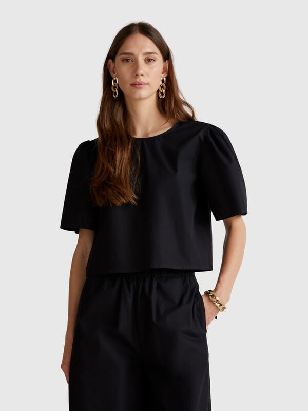 Blusa evasé con mangas con volantes Mujer