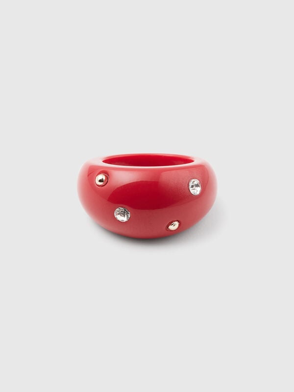 Anillo ladrillo con pedrería y tachuelas Mujer
