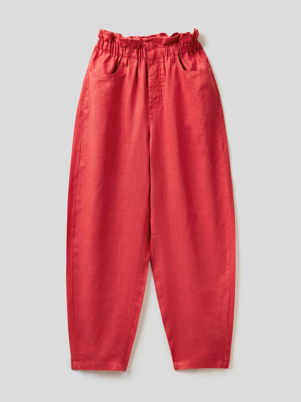 Pantalón de 100% lino con cintura fruncida image number 1