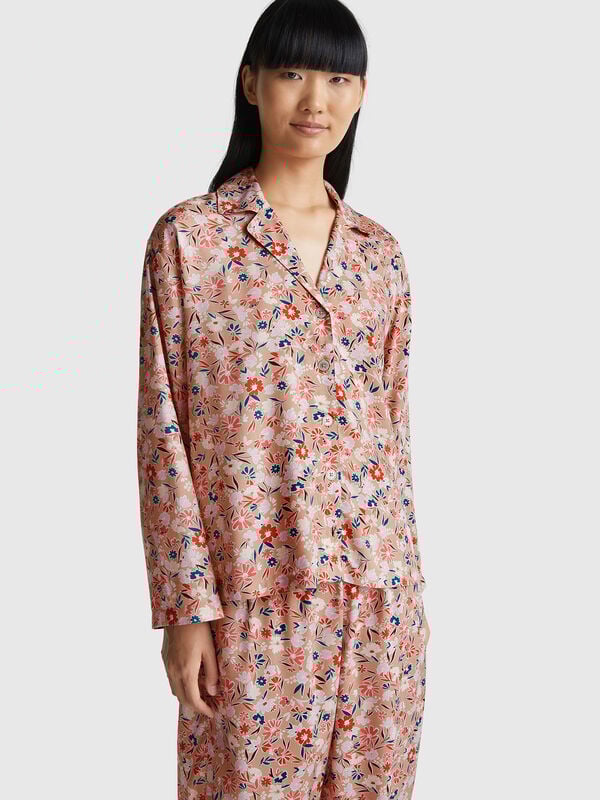 Pijama floral fluido Mujer