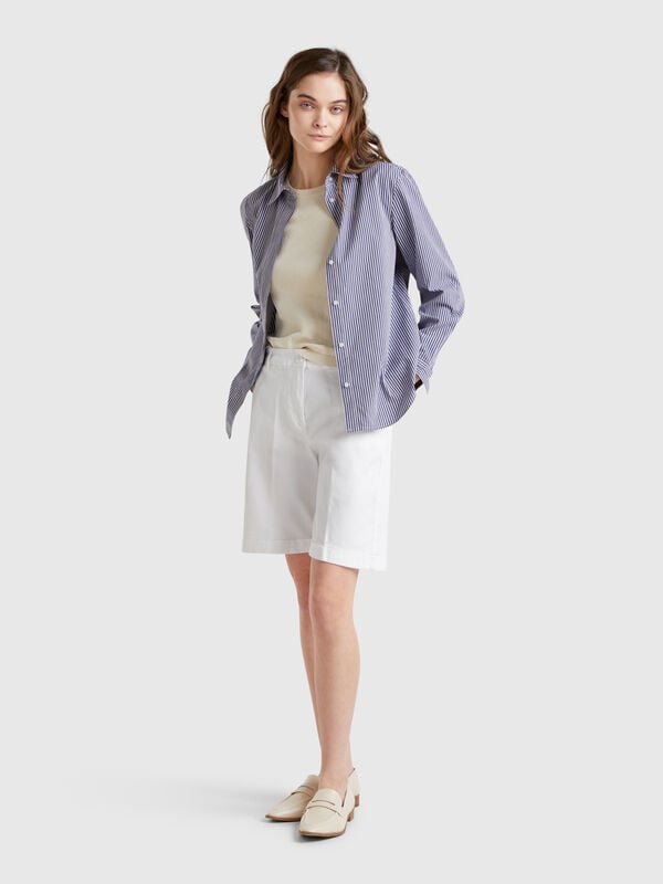Bermudas con puños de algodón elástico Mujer
