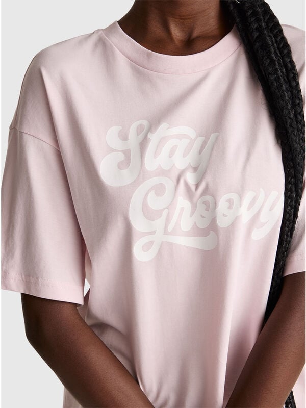 Camiseta con estampado de eslogan Mujer