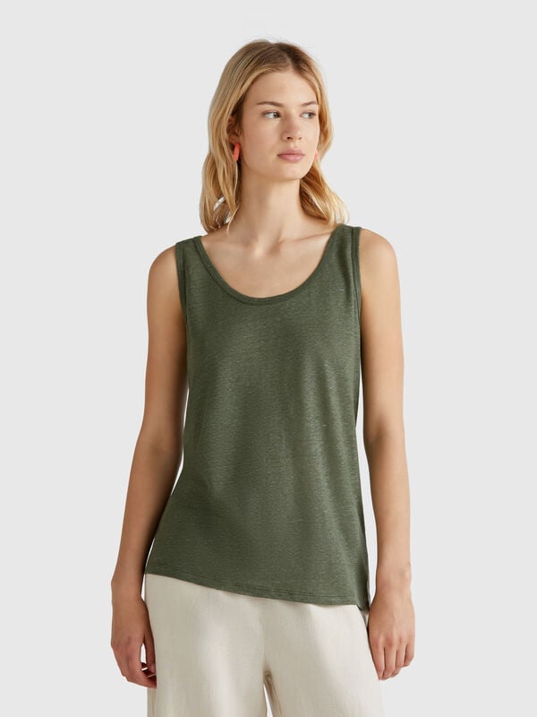 Camiseta de tirantes de puro lino Mujer