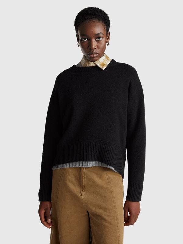 Suéter de mezcla de lana de corte cuadrado Mujer