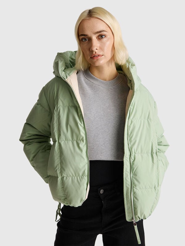 Chaqueta corta acolchada con plumas recicladas Mujer