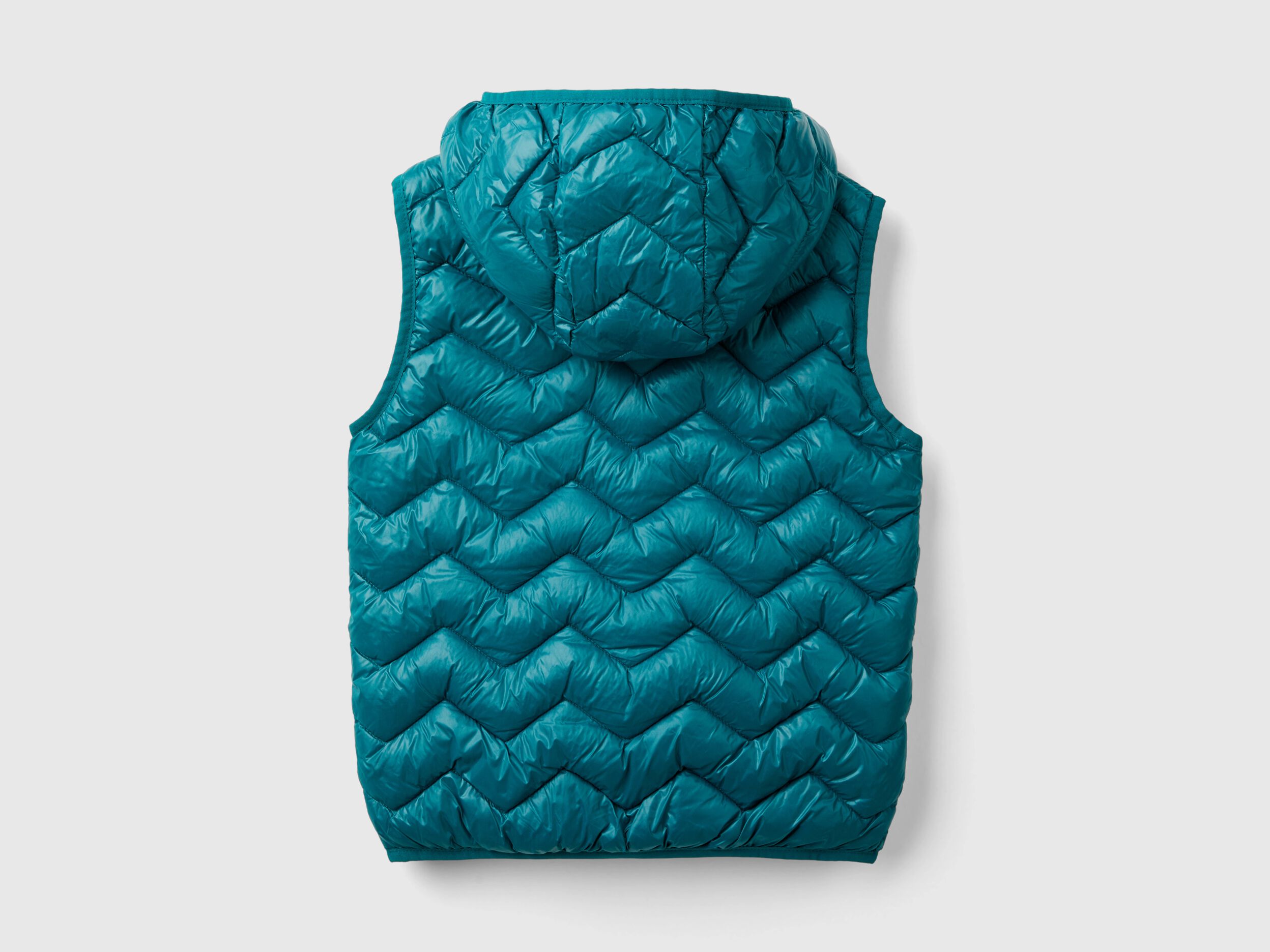 Chaleco acolchado en guata 3D con capucha Verde Oscuro Benetton