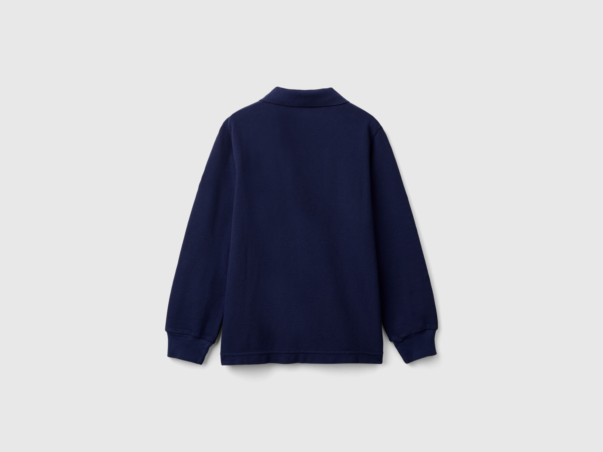 Polo de manga larga de 100 algodon organico Azul Oscuro Benetton