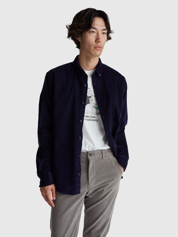 Camisa de terciopelo con botones Hombre