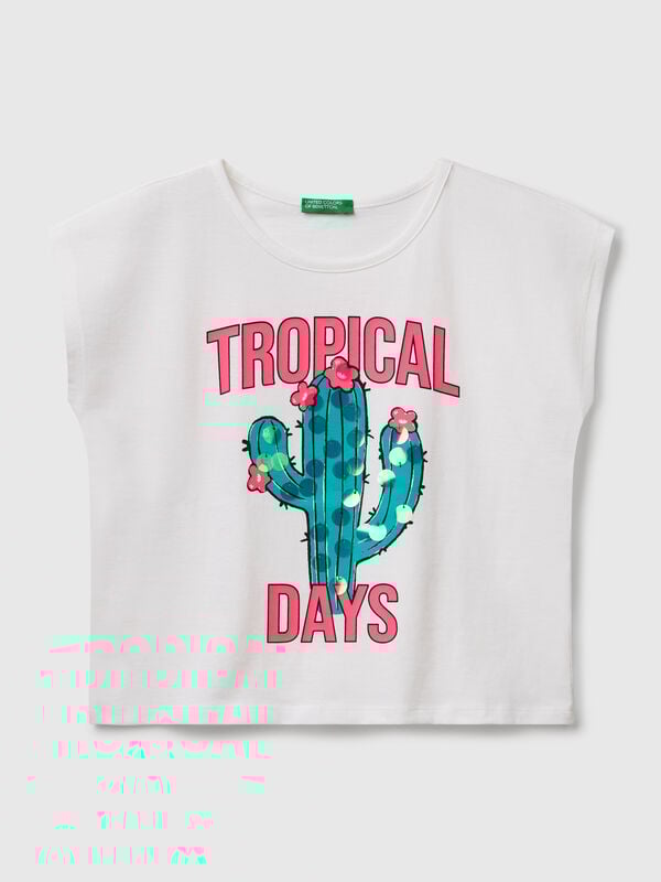 Camiseta con estampado y lentejuelas Niña
