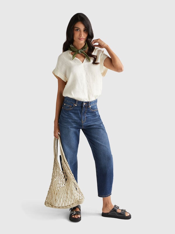 blusa con cuello en V Mujer