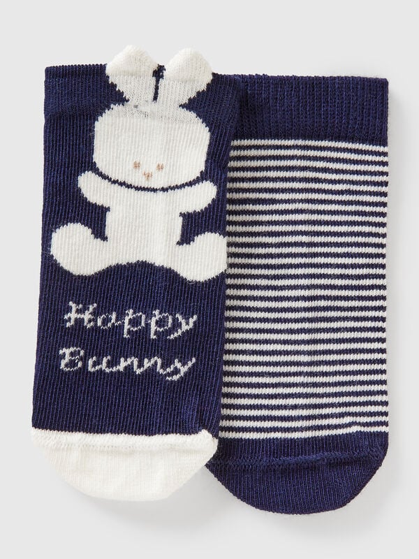 Conjunto de calcetines con rayas y conejito Recién nacidos