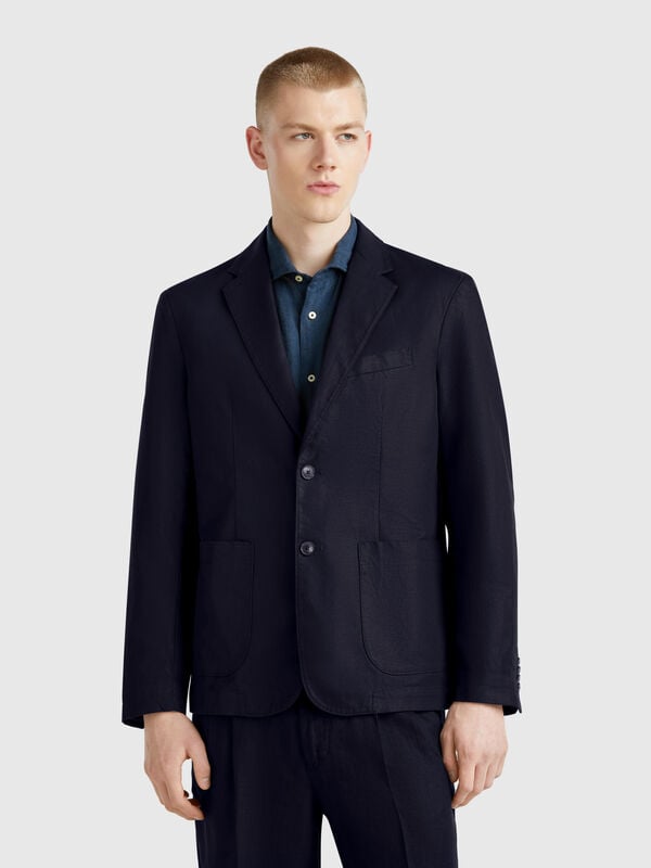 Americana slim fit en mezcla de lino Hombre