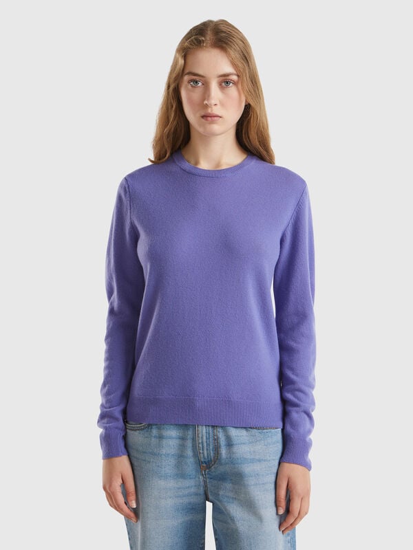 Suéter de cuello redondo de lana merino color bígaro Mujer