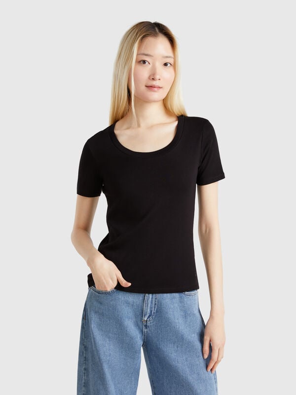 Camiseta de manga corta de algodón de fibra larga Mujer