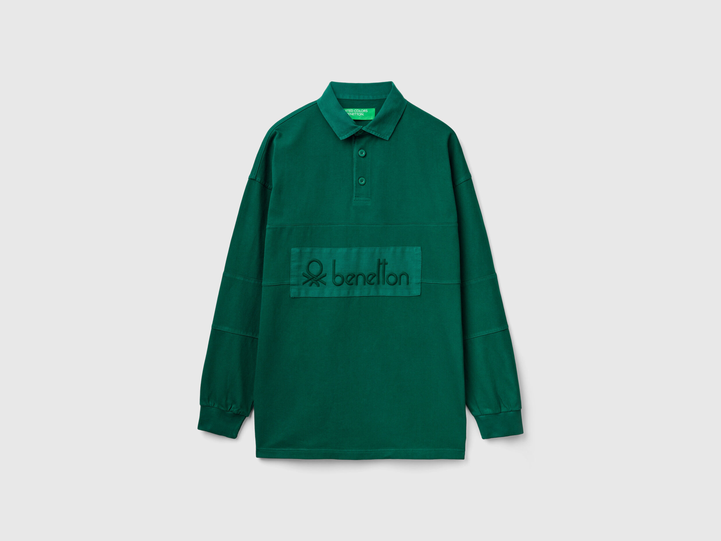 Polo de rugby de 100 algodon Verde Oscuro Benetton