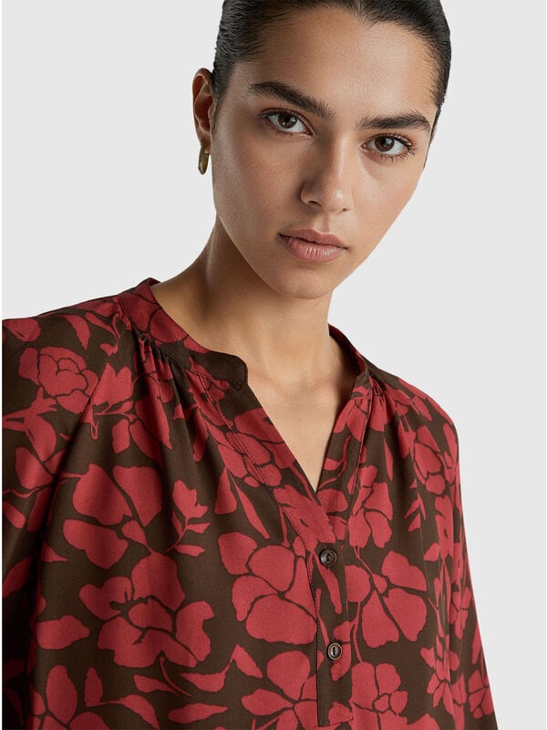 Blusa coreana con estampado floral Mujer
