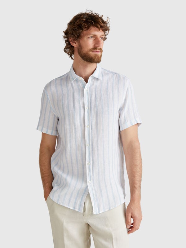 Camisa de manga corta de puro lino Hombre